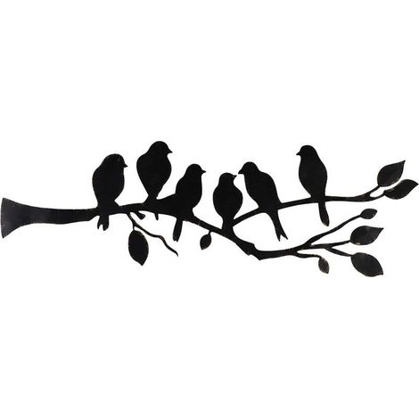 Wandbehang aus Metall, Vogel-Wanddekoration, Blätter und Vögel, Metallskulptur, Wandbehang mit Vogelsilhouette (1/5)