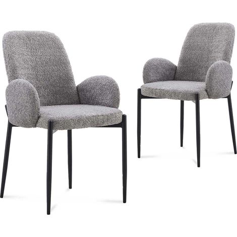 Lot de 2 chaises effet peau de mouton gris KAMILIA (1/5)