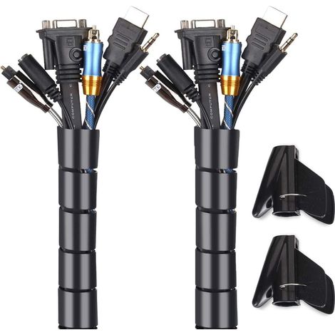 Manchons de rangement de cable, protecteur de couverture de cable de rangement de fil de gestion de cable 3M 22mm pour organiser les cables d'alimentation USB/TV, (1/5)