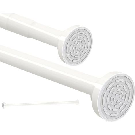 1 - Tringle à rideau de douche - Acier inoxydable - Extensible sans perçage - Antidérapante et robuste - Pour salle de bain cuisine balcon - Argent - 50x130 cm
