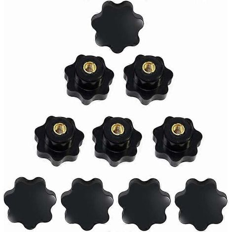 Lot de 10 vis toile M8, crous filets femelles M8, bouton de serrage filetage femelle, tte en forme d'toile en plastique noir, bouton de serrage en fo
