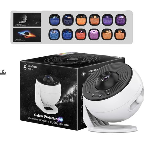 Projecteur Galaxie, Rotation à 360°, Longueur Focale Ajustable, Blanc et Noir (1/2)