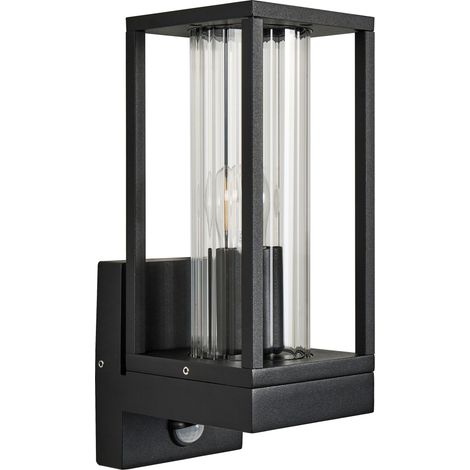 Outdoor Wall Light Black Aluminium with Motion Sensor Accent Lighting IP44 Modern Design EBRIE (1/5)