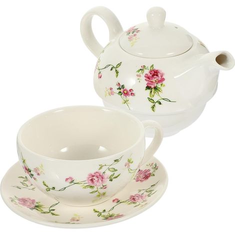 Ensemble Théière et Tasses en Porcelaine, Bouilloire à Thé Vintage Soucoupe, Service à Thé pour Pause Anglaise (1/5)
