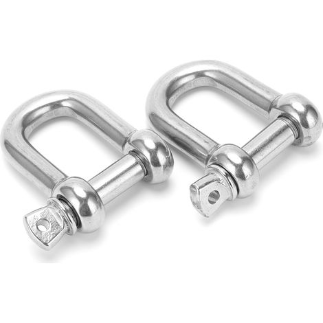 Lot de 2 manilles d'ancrage à vis M18 en acier inoxydable 304, robustes, en forme de D, pour le levage par chaînes et câbles. (1/5)