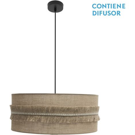 Colgante Kala 3xe27 Negro/saco Regx60x60 Cm Con Flecos (1/2)