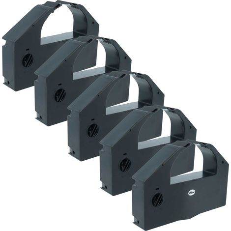 vhbw 5x Ribbon Cartridge compatible with Epson DLQ-3000 Plus, DLQ3500, DLQ-3500 Dot Matrix, Receipt Printer - Black Ink Ribbon