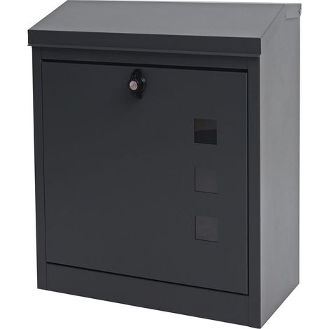 Cassetta portalettere a parete XXL HHG-772 acciaio zincato 25x44x52cm antracite