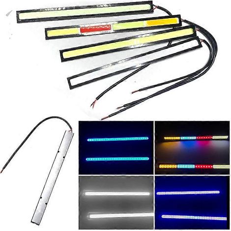 Feux de jour COB pour moto électrique, pièces automobiles, éclairage décoratif LED, barre lumineuse universelle ultra-brillante 12V (bleu glacier) (1/5)