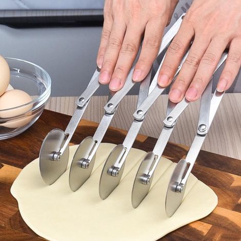 Couteau à pâtes à cinq roues, coupe-spaghetti, coupe-pizza en acier inoxydable, divers outils de découpe pour laminoir à pâtes, trancheuse, diviseur (1/5)