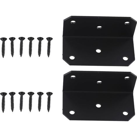 Lot de 2 équerres de plaque perforée galvanisées pour charges lourdes - 100 x 100 mm - Angle en L en acier - Pour bois, métal, construction de meubles, projets de bricolage, noir (1/5)