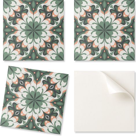 Juego de baldosas de vinilo para suelo con un elegante estampado vegetal de 20x20x20 cm.