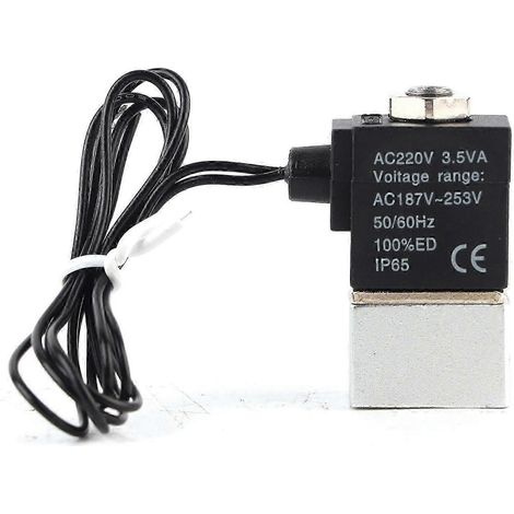 Électrovanne 3 voies à 2 positions, interface G1/8", indice de protection IP65, solénoïde en alliage d'aluminium, 220 V CA (1/4)