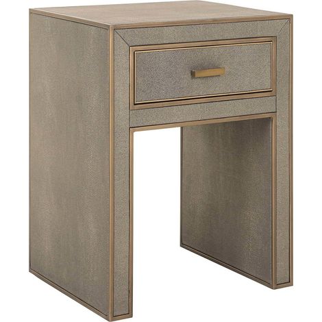 Table de chevet en cuir pu marron avec tiroir et verre - marron effet cuir doré clair (1/5)