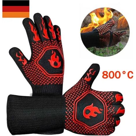 Lot de 2 gants de barbecue ignifuges jusqu 800 C gants de protection pour four rsistants la chaleur Label