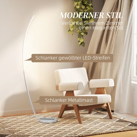 Lampadaire LED design à intensité variable, lampadaire moderne avec interrupteur au pied pour chambre, salon ou bureau, finition argentée