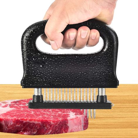 Professioneller Fleischklopfer aus Edelstahl, 48 abnehmbare Klingen, Schnitzelklopfer mit rutschfestem Griff, sehr langlebig, Küchengerät geeignet für Schnitzel, Rindfleisch, Hähnchenfleisch und Schwe