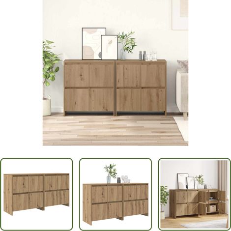 Cabinet de rangement - Buffets 2 pcs chêne artisanal 70 x 41 x 75 cm Bois d'ingénierie (1/5)