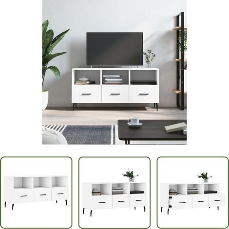 TV-Ständer - TV-Schrank Weiß 102x36x50 cm Holzwerkstoff (1/5)