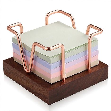 Porte-notes adhésif en bois, 7,6 x 7,6 cm, distributeur de blocs-notes pour bureau, école ou bureau. (1/5)