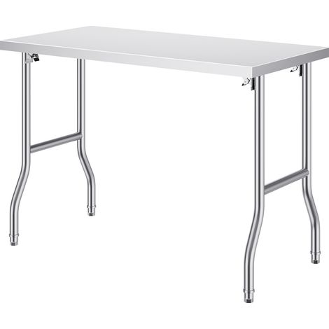 Mophorn Mesa de preparación plegable de 48 x 24 pulgadas, estación de trabajo comercial de acero inoxidable, mesa de cocina resistente para el hogar, restaurante, garaje (1/5)