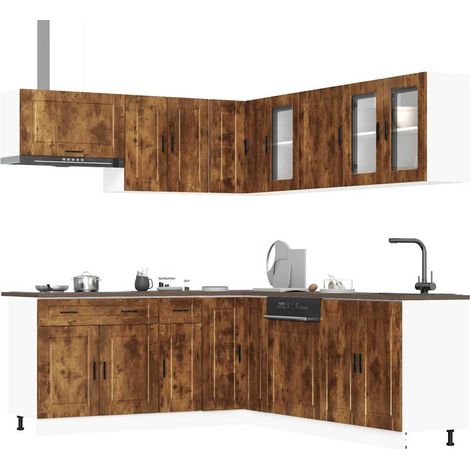 11 Piece Kitchen Cabinet Set Porto Smoked Oak Engineered Wood vidaXL