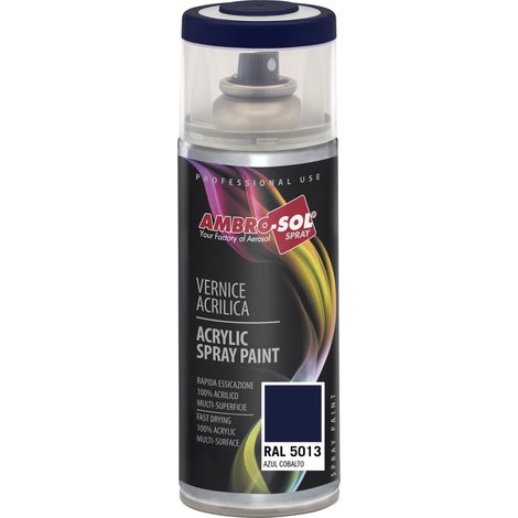 Vernis peinture Acrylique Multi-Usage, Peinture Brillante pour Intérieur et Extérieur, Adapté a Tous Type de Matériau, Aérosol En Fer-Blanc Recyclable de 400 ml, Bleu Cobalt (1/5)
