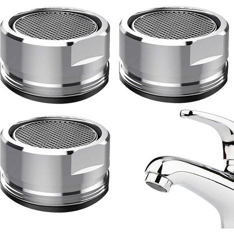 Lot de 3 filtres à eau pour robinet - Diffuseur de 24 mm - Robinet pour cuisine et salle de bain - Aérateur pour robinets, aérateur M24, filetage extérieur métallique - Pièce de rechange avec joint (1/5)