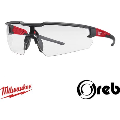 Milwaukee Occhiali protettivi trasparenti antigraffio e anti-appannamento, taglia unica, Rosso 4932478763 (1/5)