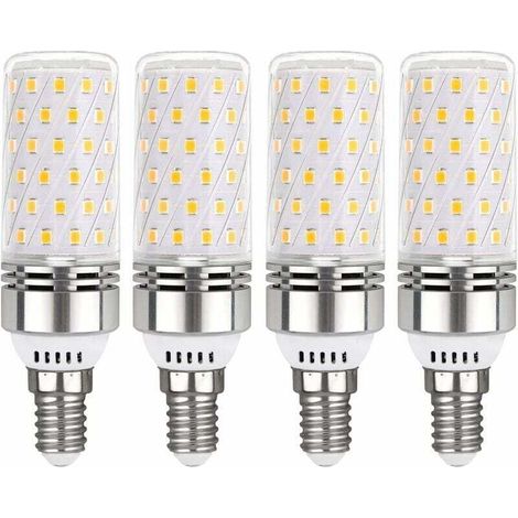 Bombilla LED E14 de 12 W, luz blanca fría 6000 K – 1450 lm, equivalente a 100 W, no regulable, paquete de 4, ángulo de haz de 360°, para uso en interiores.