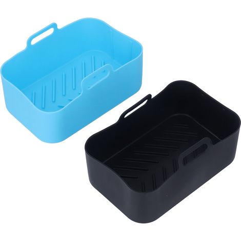 2 pièces Panier de Friteuse en Silicone Antiadhésif Réutilisable pour Ninja Foodi DZ201 8QT Bleu et Noir (1/5)