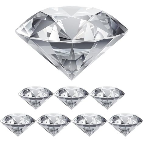 8 pièces diamants en verre cristal de cristal poli diamant transparent en verre diamant pour faveur de mariage, décoration de fête, décoration de vitrine 40 mm (1/5)