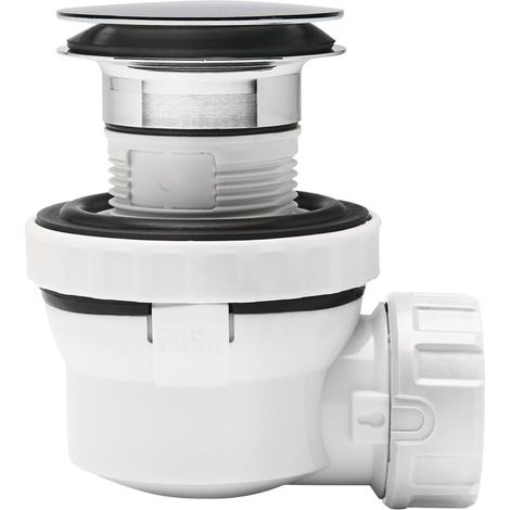 711081031 Gruppo sifone e piletta di scarico ultracompatto per lavabo Nano 6.7, cromato e bianco, in polipropilene (1/3)