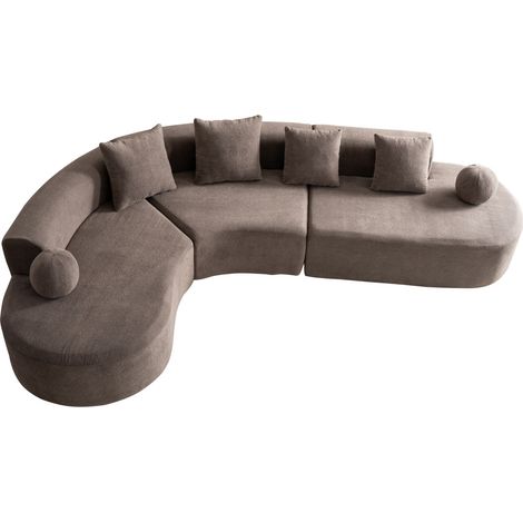 Canapé d'angle spacieux en L 327x215x80 cm sans pieds, design moderne avec coussins amovibles, facile à installer (1/5)