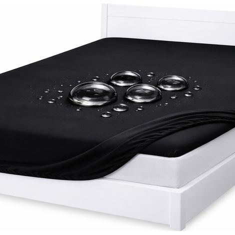 Lenzuolo con angoli impermeabile 160x200 nero, coprimaterasso impermeabile (1/5)