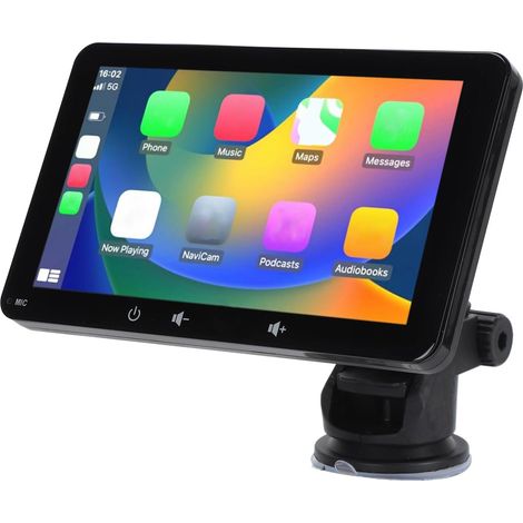 Stéréo de Voiture Portable sans Fil pour et Android Auto, Autoradio à écran Tactile de 7 Pouces avec Bluetooth, Caméra de Recul HD, Lien Miroir, Navigation par (Support à (1/5)
