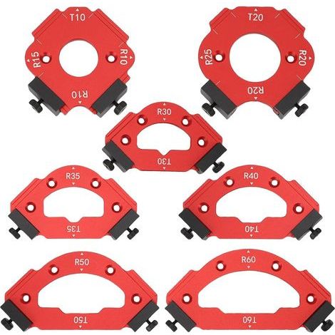 Set of 7 Aluminum Alloy Router Angle Radius Jigs for CNC Machining, Multi-Radius Angle Router Guide for Woodworking R10 T10 R15 R20 T20 R25 R30 R35 T35 R40 T40 R5 (1/5)