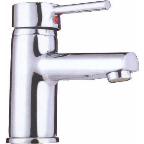 Grifo monocomando cromado para lavabo con pileta y saltello