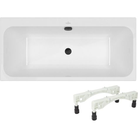 Baignoire droite 170 x 70 VILLEROY & BOCH Architectura + Pieds + Vidage de baignoire WIRQUIN noir