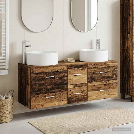 vidaXL Bathroom Furniture Set 3 pcs Old Wood 49.5 x 44.5 x 65.5 cm (1/5)