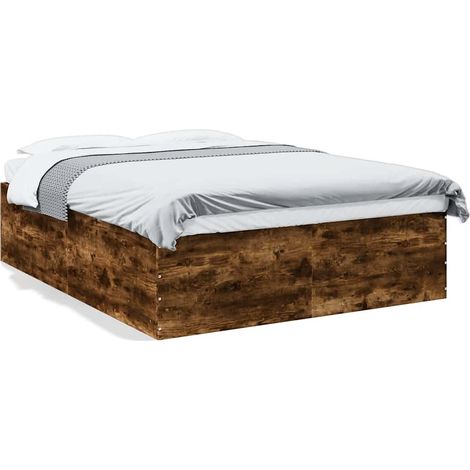 Maison Exclusive - Bettgestell Räuchereiche 150x200 cm Holzwerkst (1/5)
