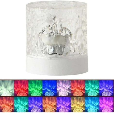 Projecteur Lumière Ondulation Eau 16 Couleurs LED Ambiance Romantique Projection Murale