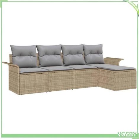 Canapé de jardin - FAFEICY - Modulable - Beige - Polyrotin - 5 places (1/5)