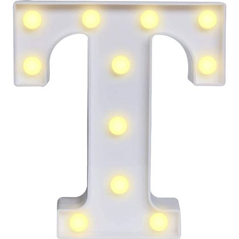Lettere luminose a led alfabeto T luminoso per decorazione casa compleanni nozze festa bar eventi luce calda (1/5)