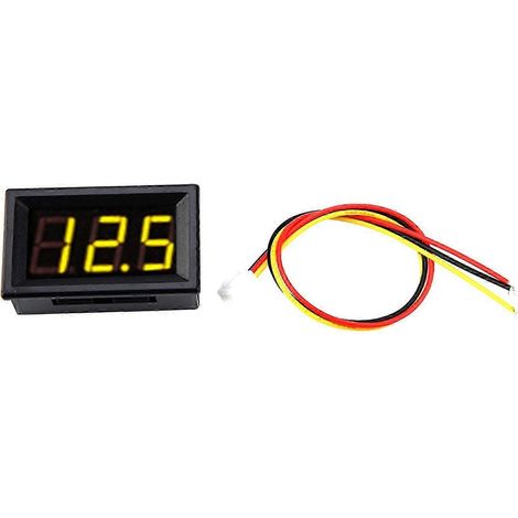 Voltmètre numérique à LED 3 fils 0,56" avec protection contre l'inversion de polarité, DC 0-100 V (Jaune intelligent) (1/5)