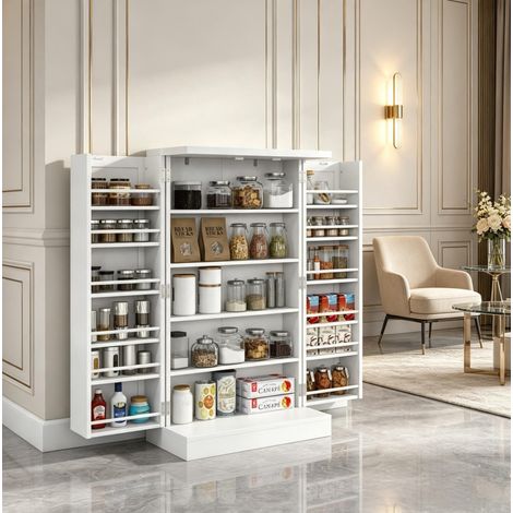 Moderner Küchenschrank Weiß aus MDF 60 x 30 x 104 cm (1/5)