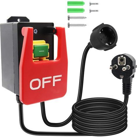 Interrupteur de Machine 250V Binghe 250V 16A Interrupteur Marche, Interrupteur solénoïde du bouton d'urgence, Interrupteur de Sécurité avec Prise pour éteindre rapidement la table de fraisage (1/5)