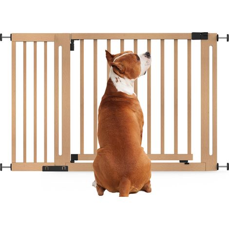 Bettacare Wooden Elegance Dog Gate, Natural, 125cm - 133cm, Pressure Fit Pet Gate, 73cm Extra Wide Doorway, Easy Installation