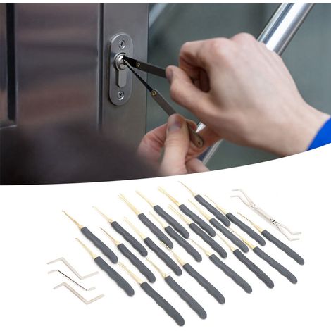 Kit de crochetage de serrurier de 24 pièces avec cadenas transparent d'entraînement (1/5)