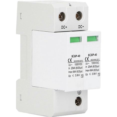 DC 1000V 40KA Überspannungsschutzgerät für Photovoltaikanlagen, weiß, 2-polig